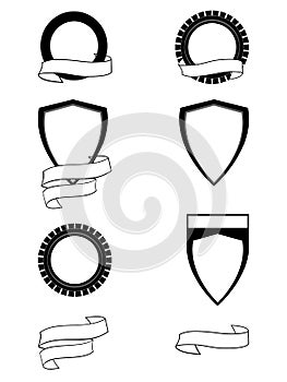 Blank personalizable heraldry shields and banners