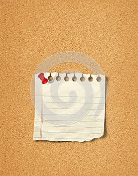 Blank Photo and Notepad with push pin on cork board