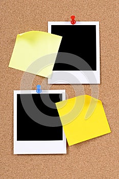 Polaroid frame photo prints with yellow post it style sticky notes