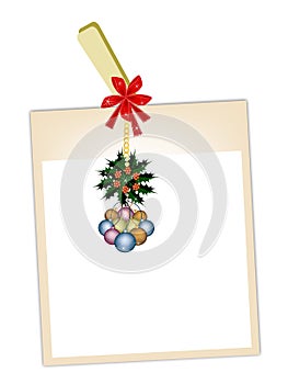 Blank Photos with Christmas Bauble Hanging on Clothesline