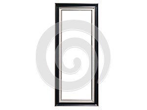 Blank picture black frame template isolated on wall