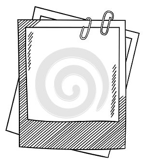 Blank picture template. Attached photo frame doodle