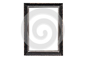 Blank picture wood frame template isolated on wall photo