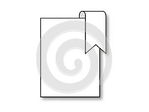 A blank piece of paper with a folded corner tab isolated on white background