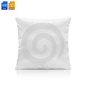 Blank pillow isolated on white background. Empty cushion for your design. Clipping paths object