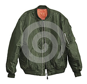 Blank Pilot bomber jacket green color front view photo