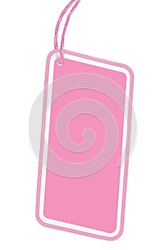 Blank Pink Cardboard Sale Tag Empty Price Label Pricetag Badge Isolated Macro Closeup Vertical Copy Space