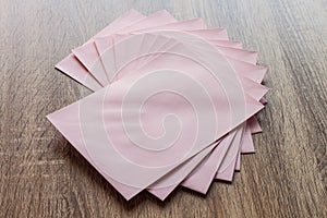 Blank pink envelopes