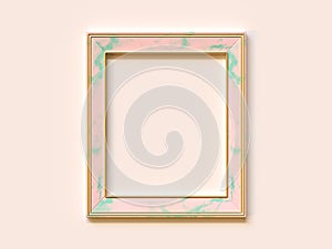 Blank pink green texture frame abstract minimal geometric shape flat lay soft pink/cream 3d render