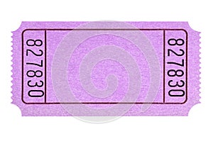 Blank pink movie or raffle ticket stub isolated white cutout