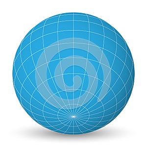 Blank planet Earth blue globe with grid of meridians and parallels, or latitude and longitude. 3D vector illustration