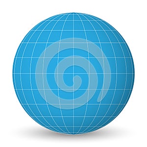 Blank planet Earth blue globe with grid of meridians and parallels, or latitude and longitude. 3D vector illustration photo