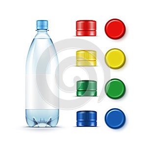 Blank Plastic Blue Water Bottle Multicolored Red Yellow Green Caps