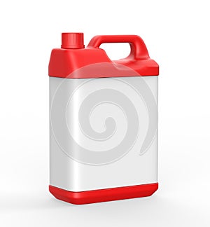 Blank  Plastic JerryCan With Handle On White Background For Branding And Mock up, 3d Illustration,