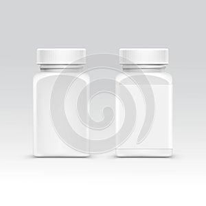 Blank Plastic Packaging Bottle with Cap for Pills Vector on Background