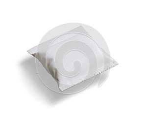Blank Plastic Snack Bag Mockup, White potato chips container, 3d Rendering isolated on white background