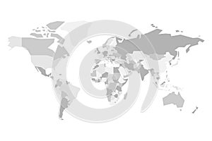 Blank political map of World. Simplified vector map in four