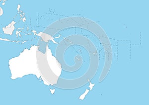 Blank Political Oceania Map vector illustration with countries in white color. photo