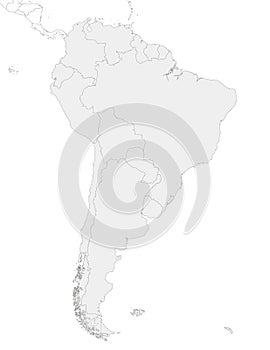 Blank Political South America Map vector illustration isolated in white background.