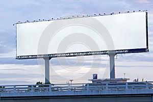 Blank post Ads billboard on tollway : clipping path for fill photo