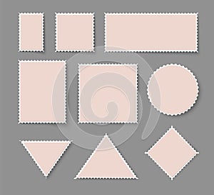 Blank post stamp. Perforated postage sticker set.