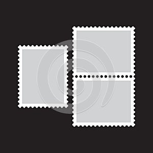 Blank postage stamp flat Icon on black background