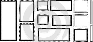 Blank Postage Stamp Frames Vector Set