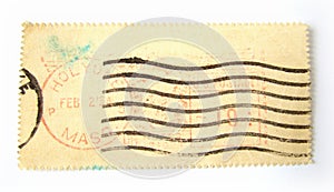 Blank postage stamp with postmarks