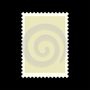 Blank postage stamp. Rectangle shape postmark.  Vector illustration isolated on black