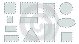 Blank postage stamp templates set