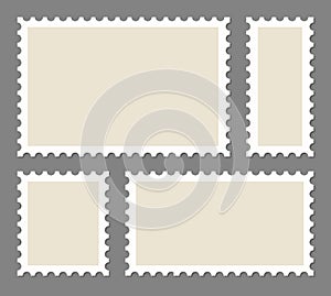 Blank Postage Stamps frames set - stock vector