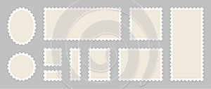 Blank Postage Stamps Set. Vector illustration blank postage stamps collection.