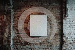 Blank poster on rustic brick wall
