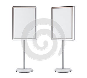 Blank poster sign with pole stand Blank mock up information signage board or advertising billboard light box set