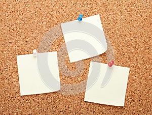 Blank postit notes on cork notice board