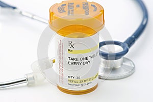 Blank Prescription Container With Stethoscope