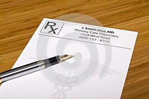 Blank Prescription on a medical desk