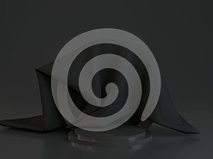 Blank product stand and Black background.3d Rendering.