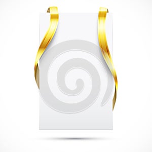 Blank promo tag with gold ribbon