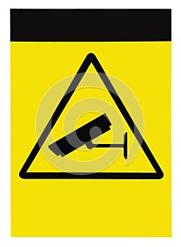 Blank protected by video surveillance sign, isolated copy space background photo