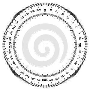 Blank protractor - Actual Size Graduation isolated on background vector