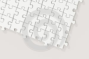 Blank puzzles arranged neatly with white background, 3d rendering