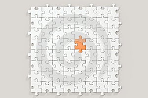 Blank puzzles arranged neatly with white background, 3d rendering