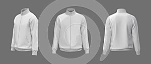 Blank raglan tracksuit jacket mockup isolated on gray photo