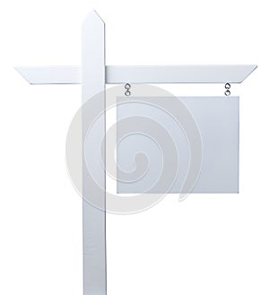 Blank Real Estate Sign Isolated on a White Background.