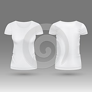 Blank realistic 3d white woman t shirt vector template isolated