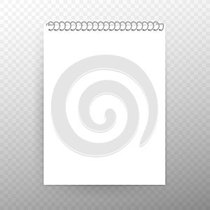 Blank realistic spiral notepad notebook isolated on white vector.