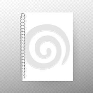 Blank realistic spiral notepad notebook isolated on white vector.