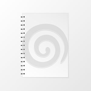 Blank realistic vector notebook. Flat vector illustration spiral notepad on a white background.