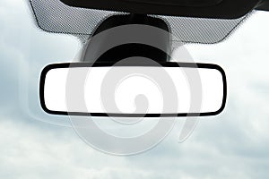 Blank rear view mirror with a clipping path. Empty space for design